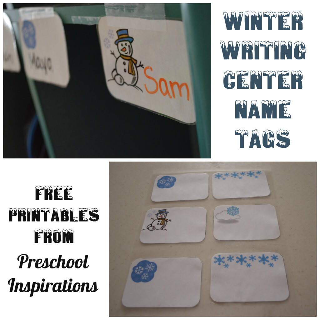 Winter Writing Center Name Tags by Preschool Inspirations
