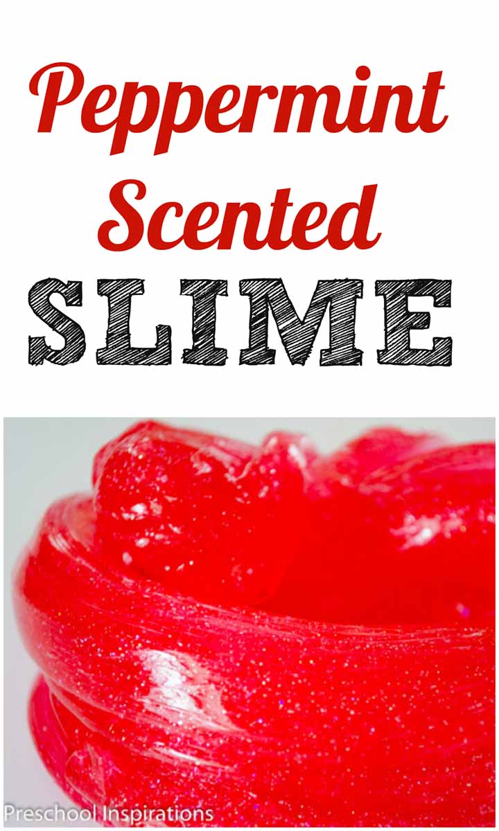 Peppermint Scented Slime - Preschool Inspirations #preschool #prek #kindergarten #slime #diyslime #christmasslime #howtomakeslime #boraxslime #peppermintslime