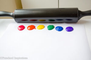 Rainbow Rolling Pin Art by Preschool Inspirations