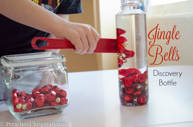 Jingle Bells Magnetic Discovery Bottle with magnet wand by Preschool Inspirations