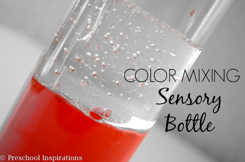Color Mixing Sensory Bottle Science by Preschool Inspirations