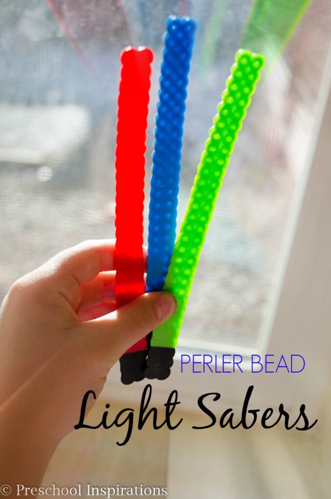Perler Bead Light Sabers from Star Wars by Preschool Inspirations