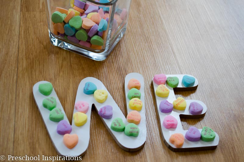 Pre-Writing Alphabet Practice with Conversation Hearts by Preschool Inspirations-5