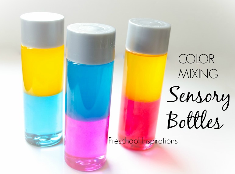 How to Make Color Changing Sensory or Discovery Bottles tutorial by Preschool Inspirations
