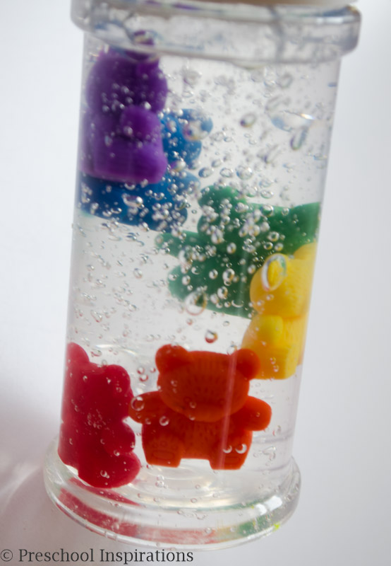 Rainbow Counting Bear Sensory Bottle by Preschool Inspirations