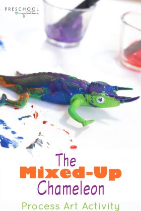 Fun preschool process art activity to pair with Eric Carle's book The Mixed-up Chameleon