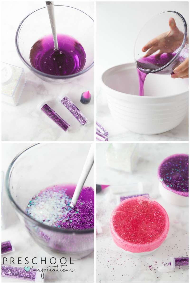 How to make slime with glitter.
