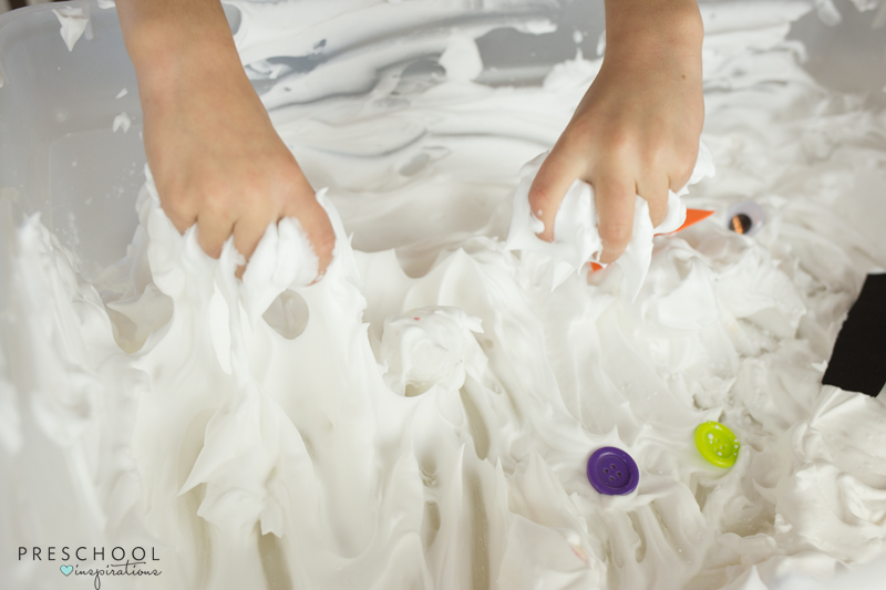 Lots of hands-on sensory play with this snowman sensory activity