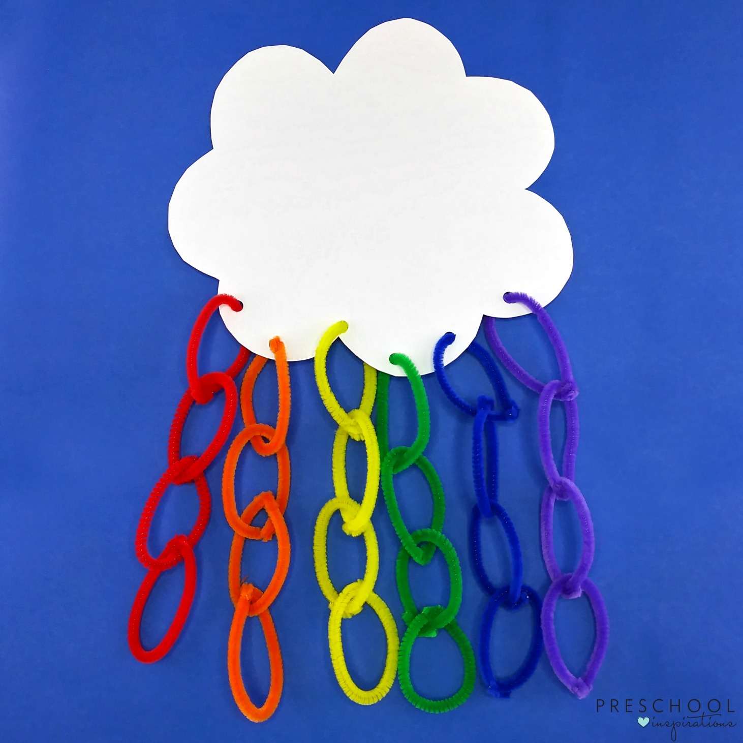Preschool rainbow craft with colorful pipe cleaners
