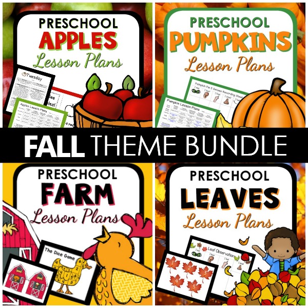 cover image for a bundle of fall themed preschool lesson plans