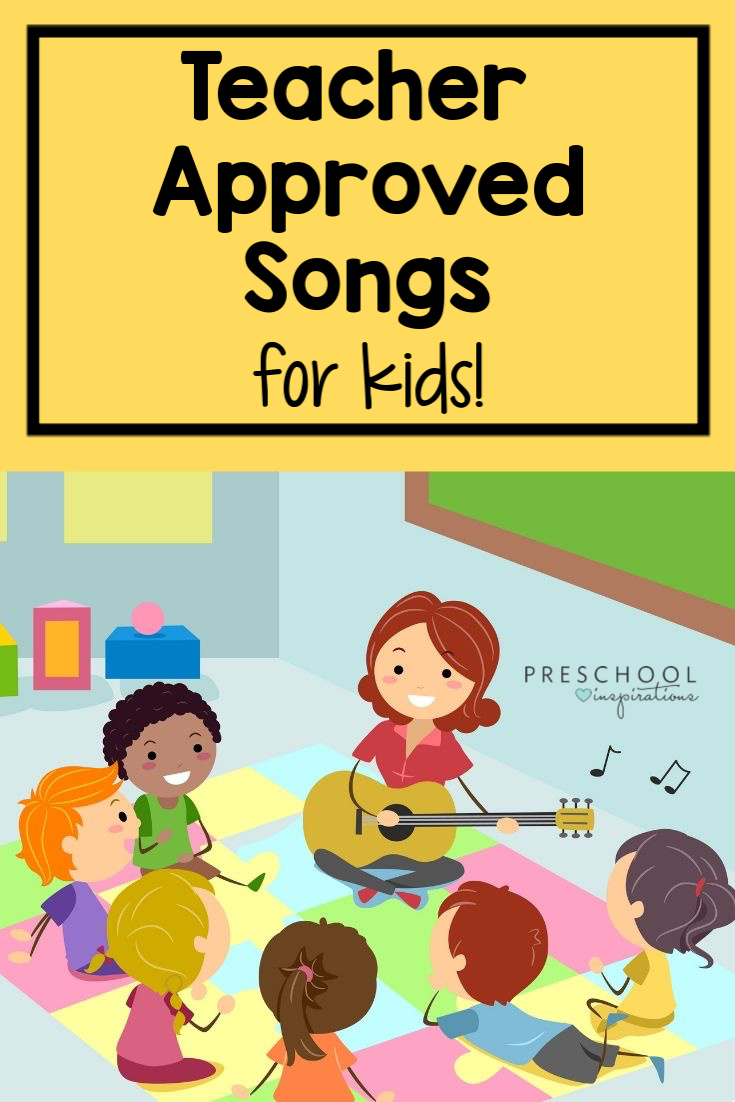 Fun list of teacher approved songs for kids! These all have a learning aspect to them, too! Use them in circle time, during transitions, or anytime throughout the day. #preschool #songsforkids #playandlearn #kidsmusic