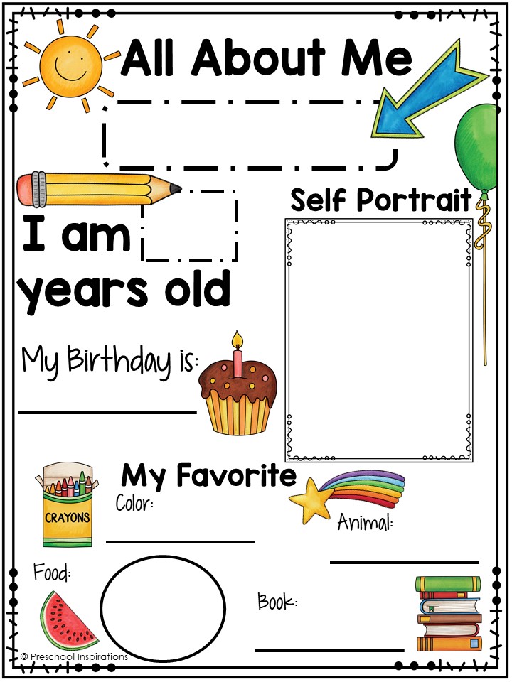 Printable All About Me Poster For A Preschool Theme Preschool 