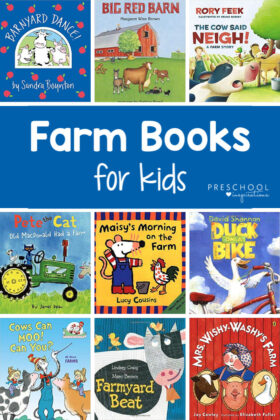 Books perfect for a farm or farm animals preschool theme! Wonderful books for circle time about farms, farming, farm to table, and more! #preschoolinspirations #preschool #farm #farmtheme #farmanimals