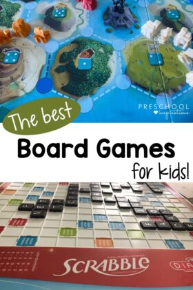 pinnable image of two different board games with the text the best board games for kids