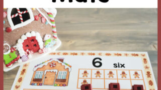 an image of a counting mat with the number 6 and the text, 'gingerbread counting mats'