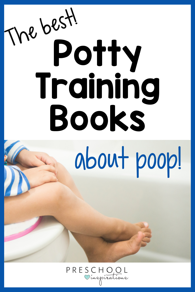 image of a child's legs while sitting on the potty and the text 'the best potty training books about poop!'