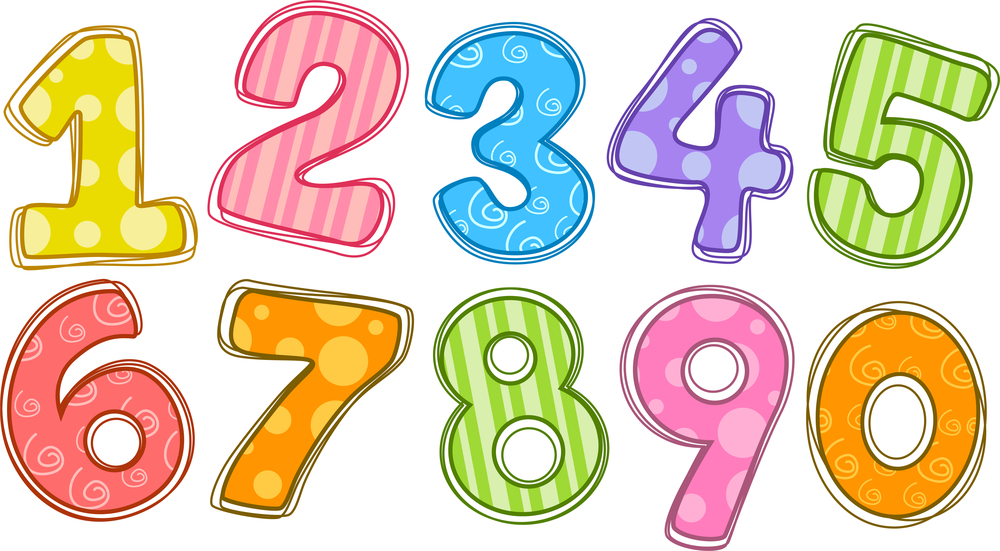 the numbers 1-9 and 0 written out colorfully to learn number sense
