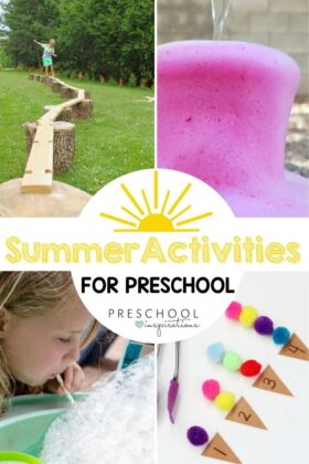 pinnable collage of four summer activities for preschool