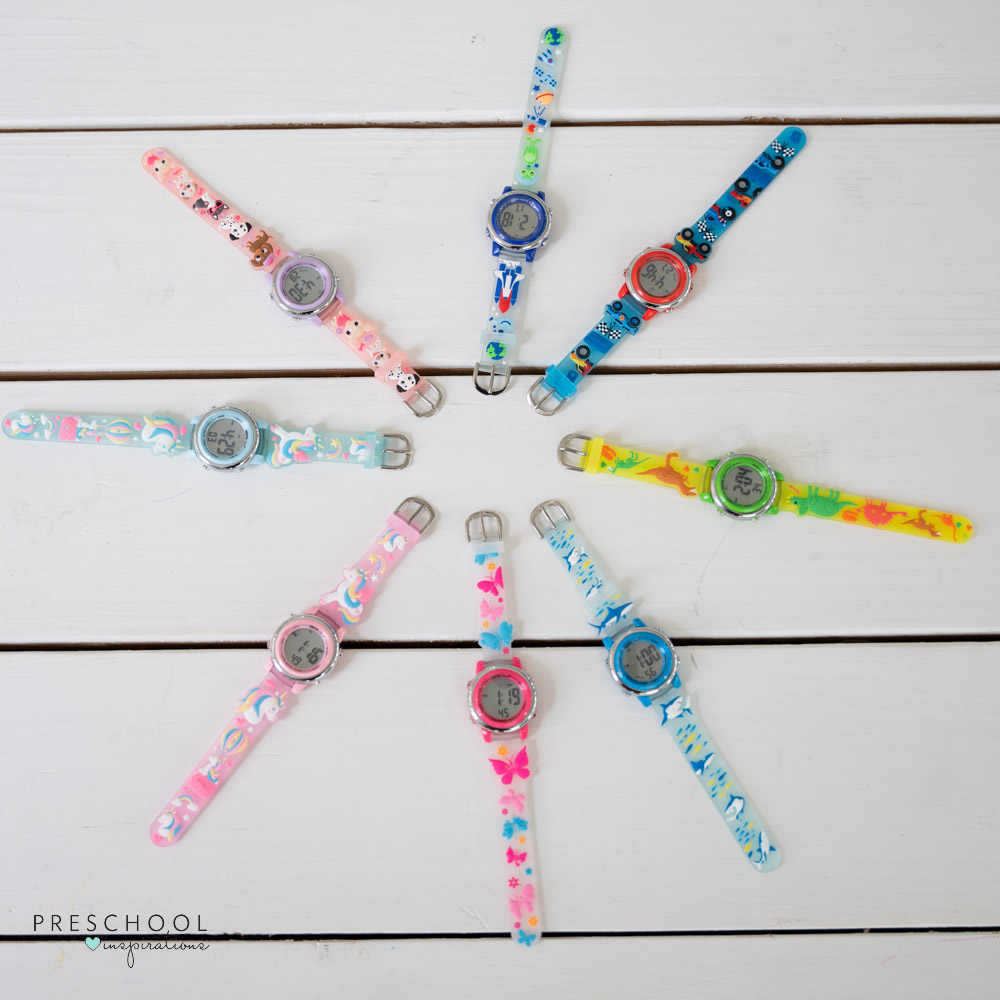8 digital watches for boys and girls in a circle