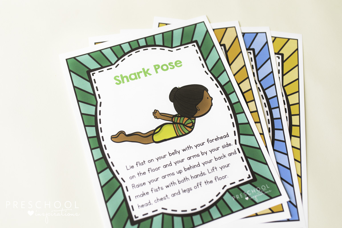 Shark yoga pose poster with instructions