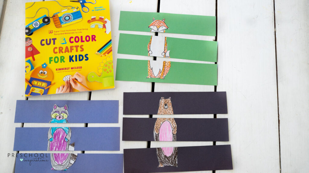 Animal pictures on construction paper that are cut into 2-inch strips.