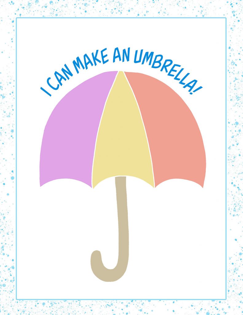 the template for an umbrella playdough mat for preschool 